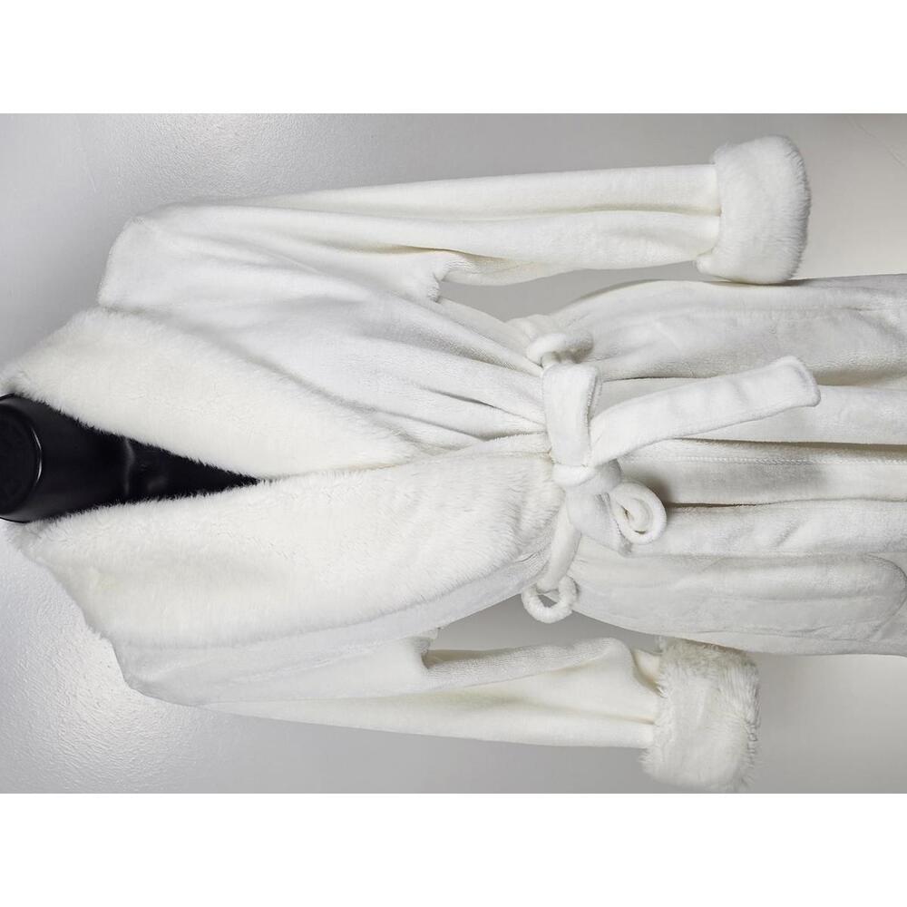 Rachel Zoe  Fur Trimmed Women's Robe EUC SZ S - Picture 2 of 11